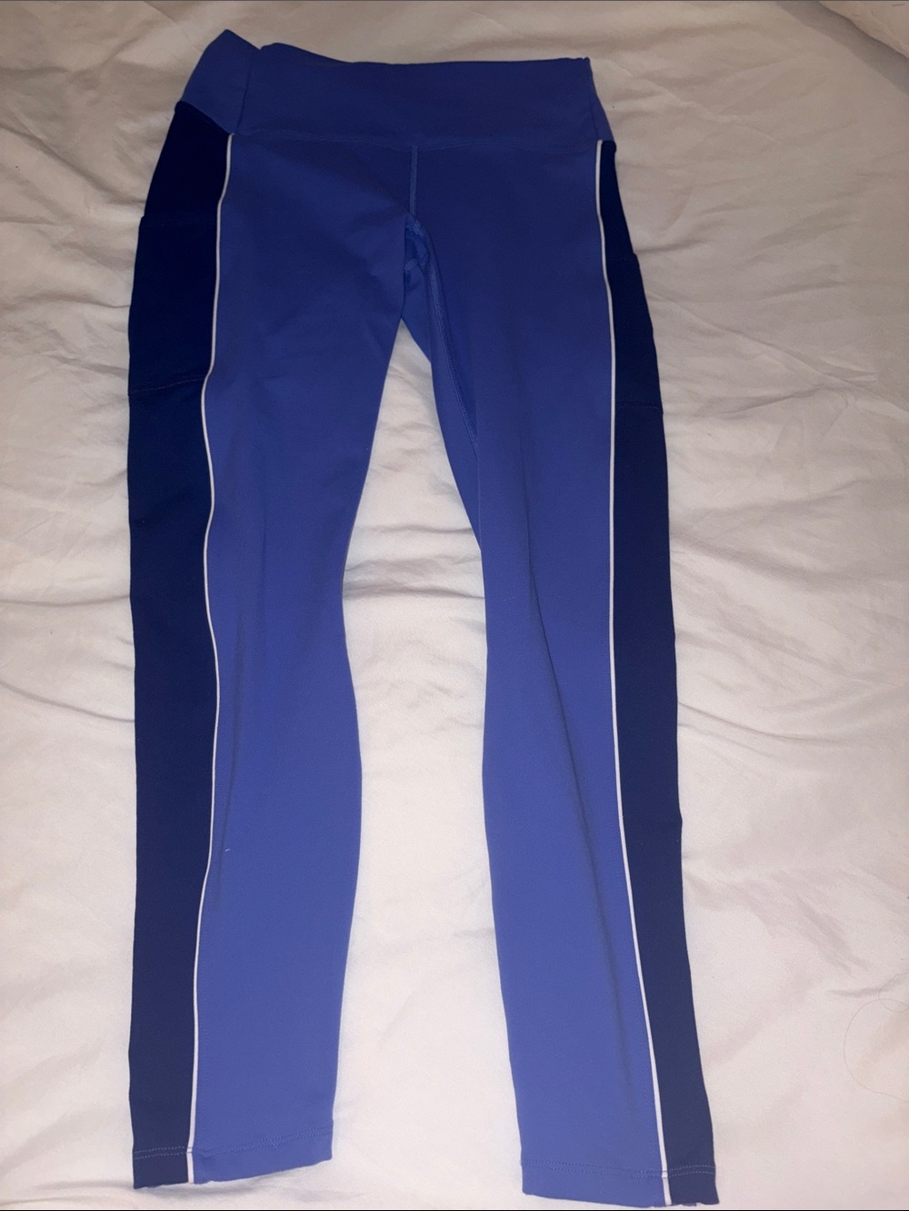 Fabletics, blue and purple leggings